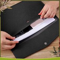 New-3X PU Leather A4 File Folder Document Holder Waterproof Portfolio Envelope Folder Case With Snap Closure(Black)