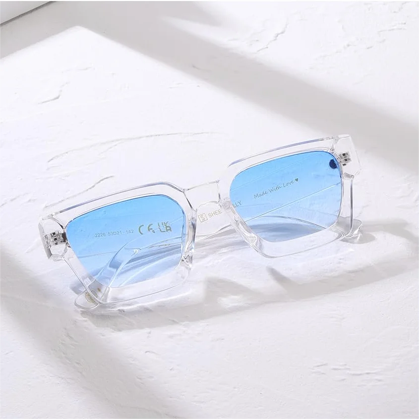 SHEEN KELLY Retro Thick Rectangle Chunky Sunglasses Women  display picture 1