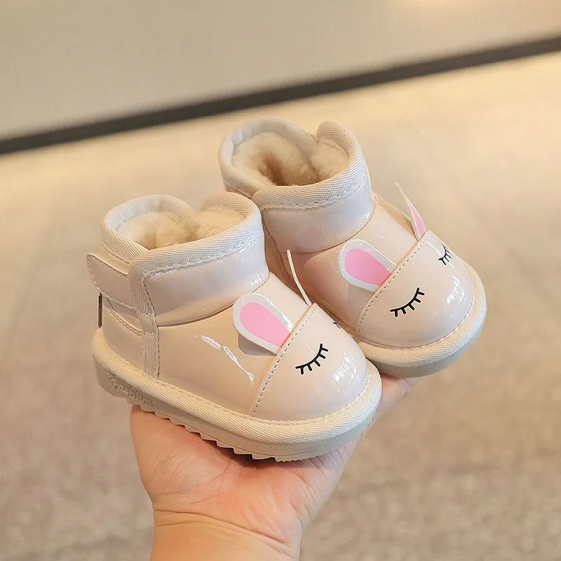 

Winter Girls' Toddler Snow Boots 0-3Y Fleece Lined Waterproof Sole First Walking Shoes Princess Style Infant Baby Warm Shoes