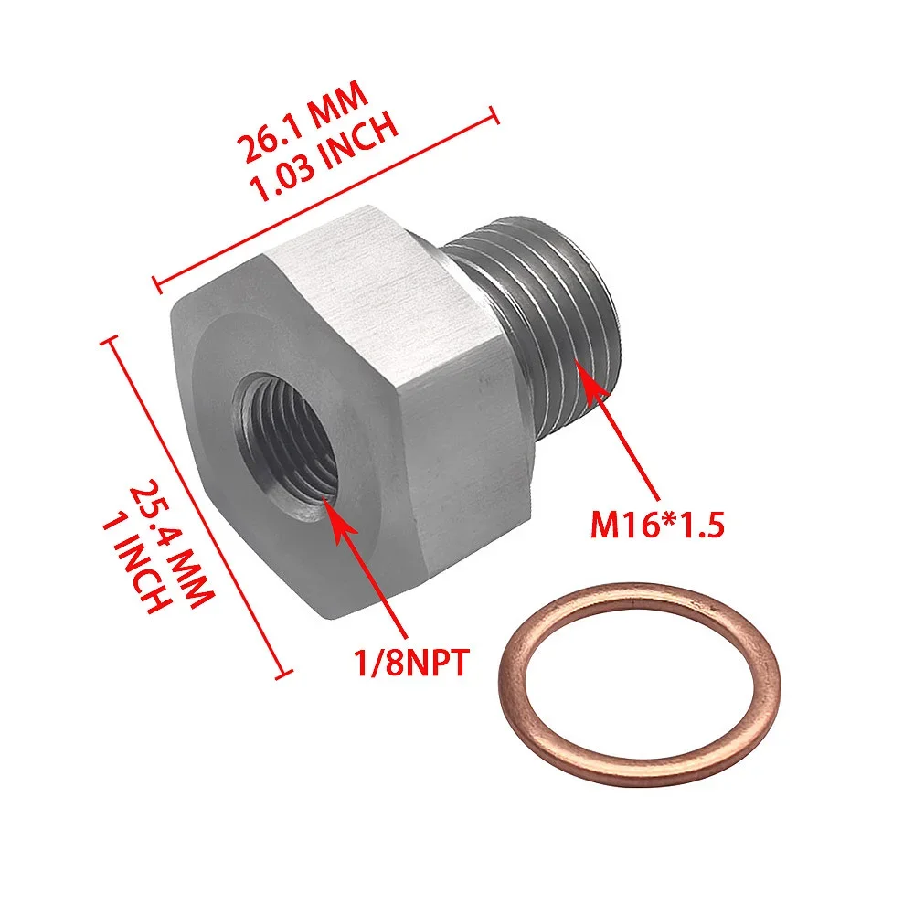 GM LS Swap Parts M16x1.5 To 1/8NPT Stainless Steel Oil Pressure Sensor Bung Adapter Fitting Repair Parts