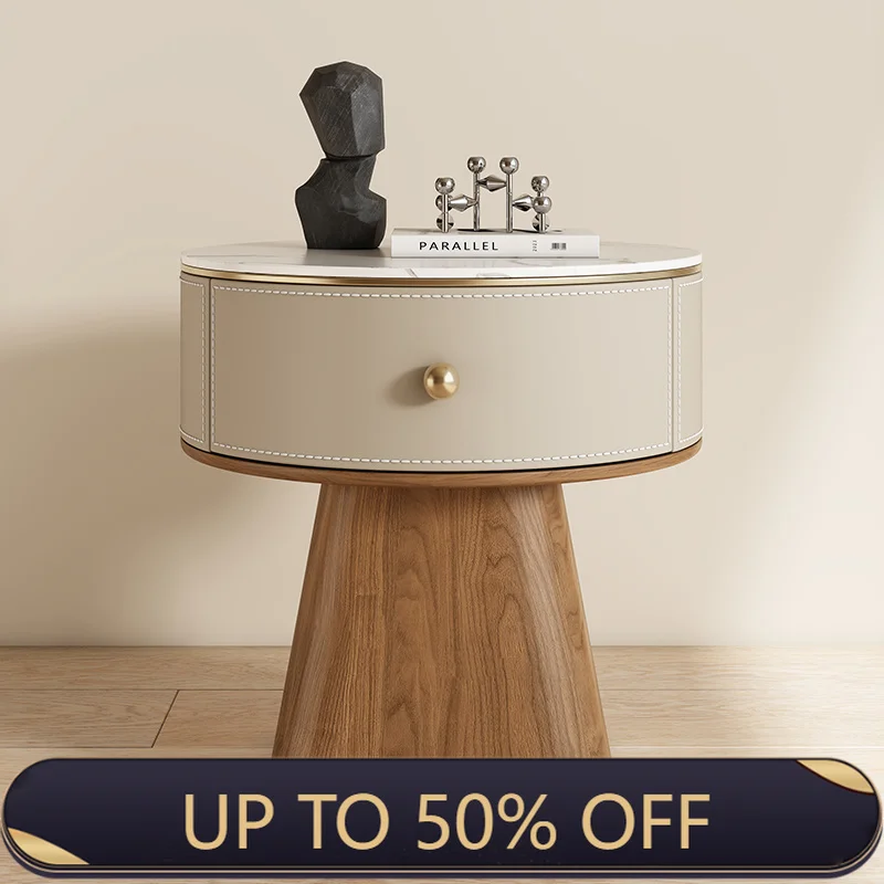 Solid Wood Bedside Cabinet Simple Italian Style Bedroom Bedside Storage Cabinets Light Luxury Home With Drawer Storage Cabinets