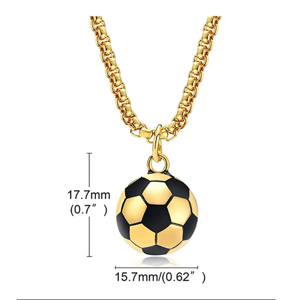 أزياء الفولاذ المقاوم للصدأ كرة القدم القلائد 3D كرة القدم شكل سحر قلادة الذهب والفضة الرياضة قلادة بنين فتاة