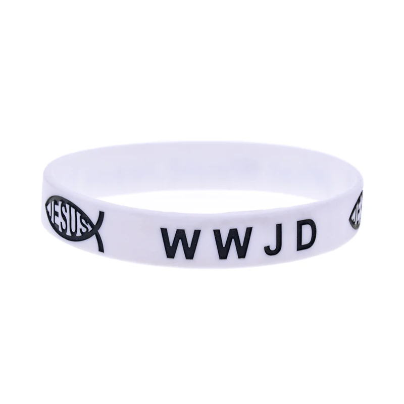 50 Pcs What Would Jesus Do Silicone Rubber Wristband Christian Bracelet Adult Size 4 Colors
