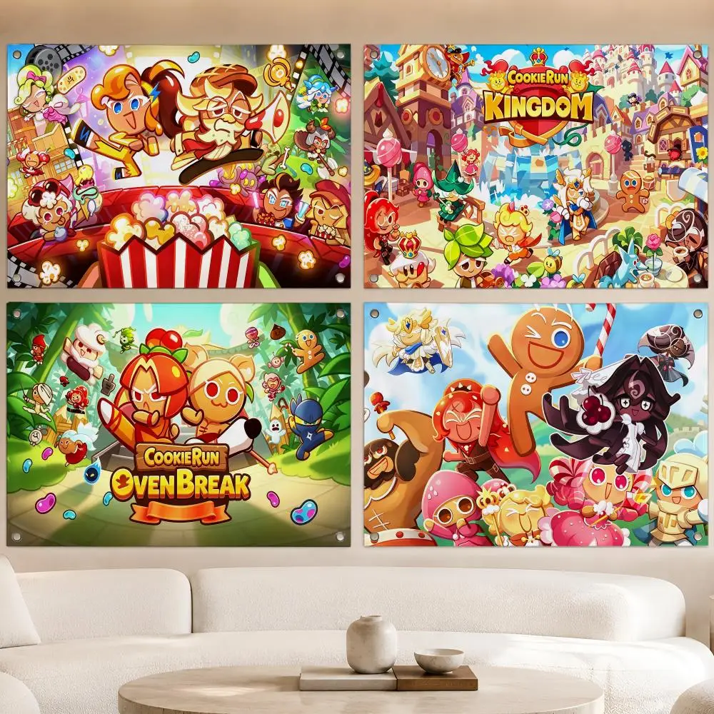 Game Fantasy Cookie Run Kingdom Flags Fan Banner Tapestry Wall Hanging Garage BarDorm Camp Party Outdoor Home Decor Gift