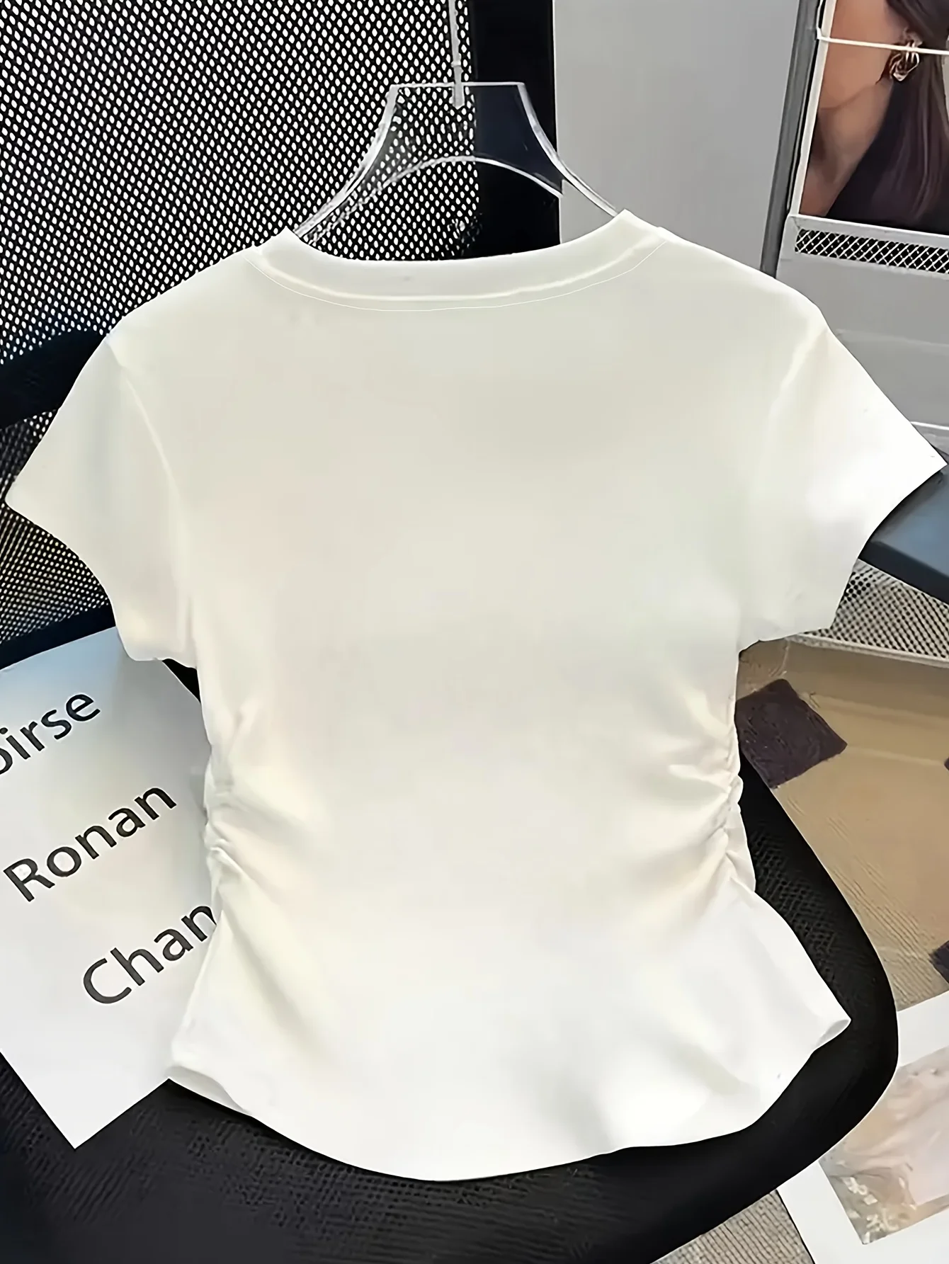 Women MILANO Italy Print T Shirt Square Neck Short Sleeve Slim Fit Y2K Casual Crop Top Tee