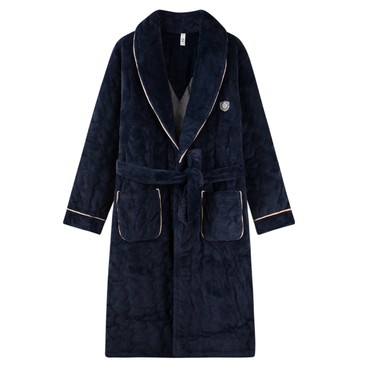 High Quality Men Bath Robe 3 Layer Clip Cotton Bathrobe Male Dressing Gown Pijamas Hombre