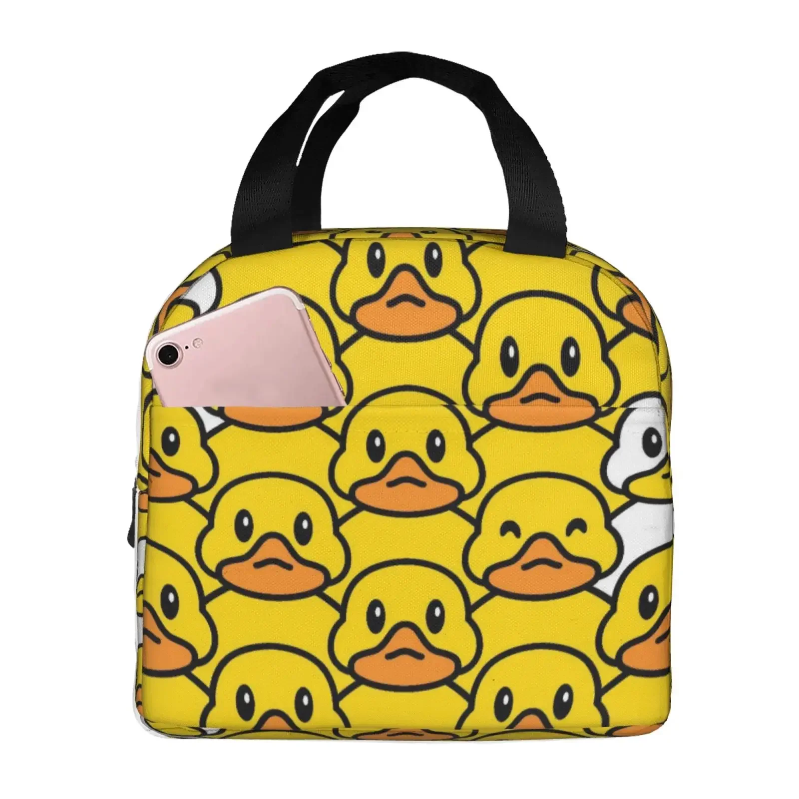 Funny Cartoon Cute Duck Print Lunch Bags Insulated Bento Box Lunch Tote Leakproof Picnic Bags Thermal Bag for Woman Girl School