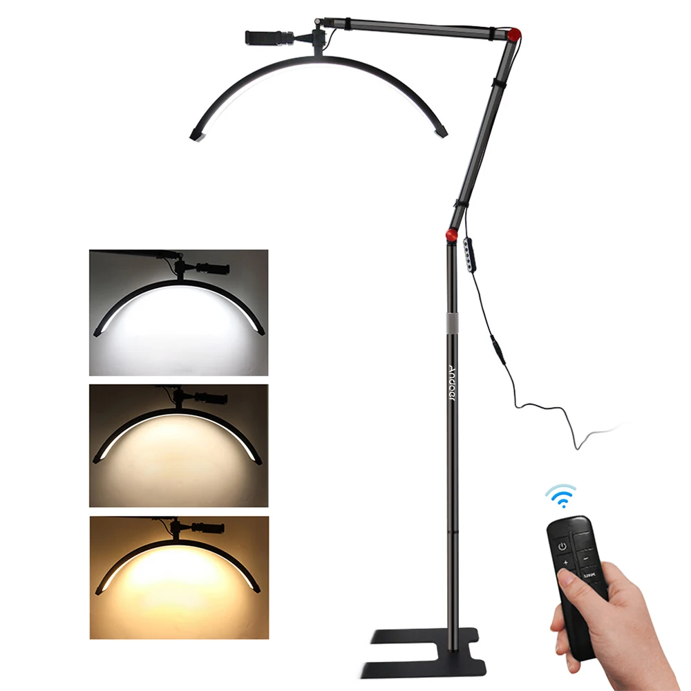 Andoer HD-M700X 23 Inch Floor LED Video Light 36W Half-moon Shaped Fill Light 3200K-5600K Dimmable with Adjustable Metal Light