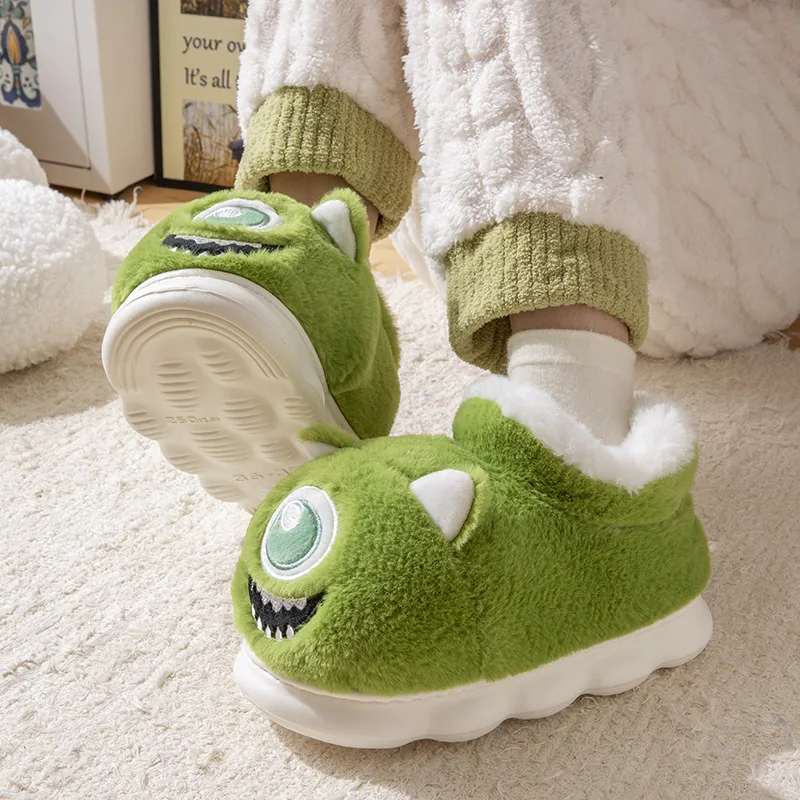 

Hot Selling Lovely Big Eyes Cotton Slippers Ladies Winter Warm Indoor Thick Sole Non-slip Couple High Top Cotton Shoes