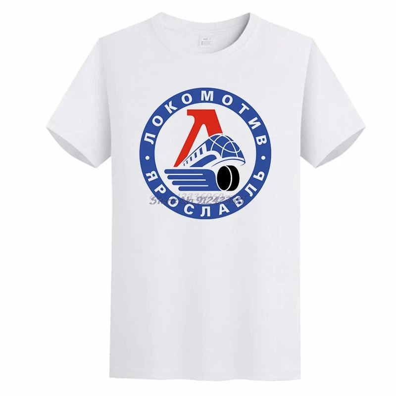 Lokomotiv Yaroslavl Ice Hockey Russian Moscow Atletic Graphic T Shirts Summer Cotton Short Sleeve T-Shirts Mens Print T Shirt