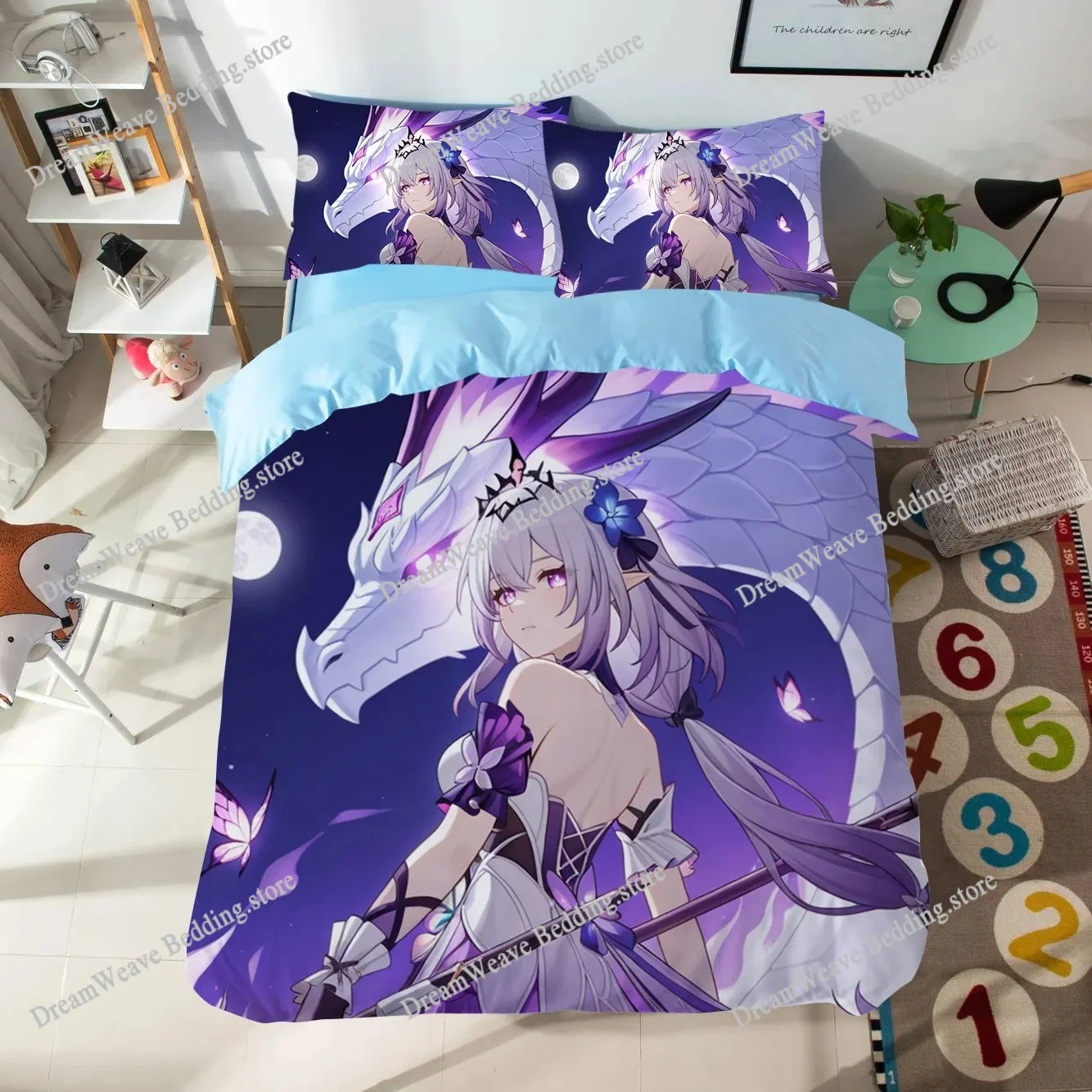 Anime Cartoon Pattern Duvet Cover Set Honkai Star Rail Bedding Set Singletwin Size Dormitory Decor Bedroom Decor for Teen