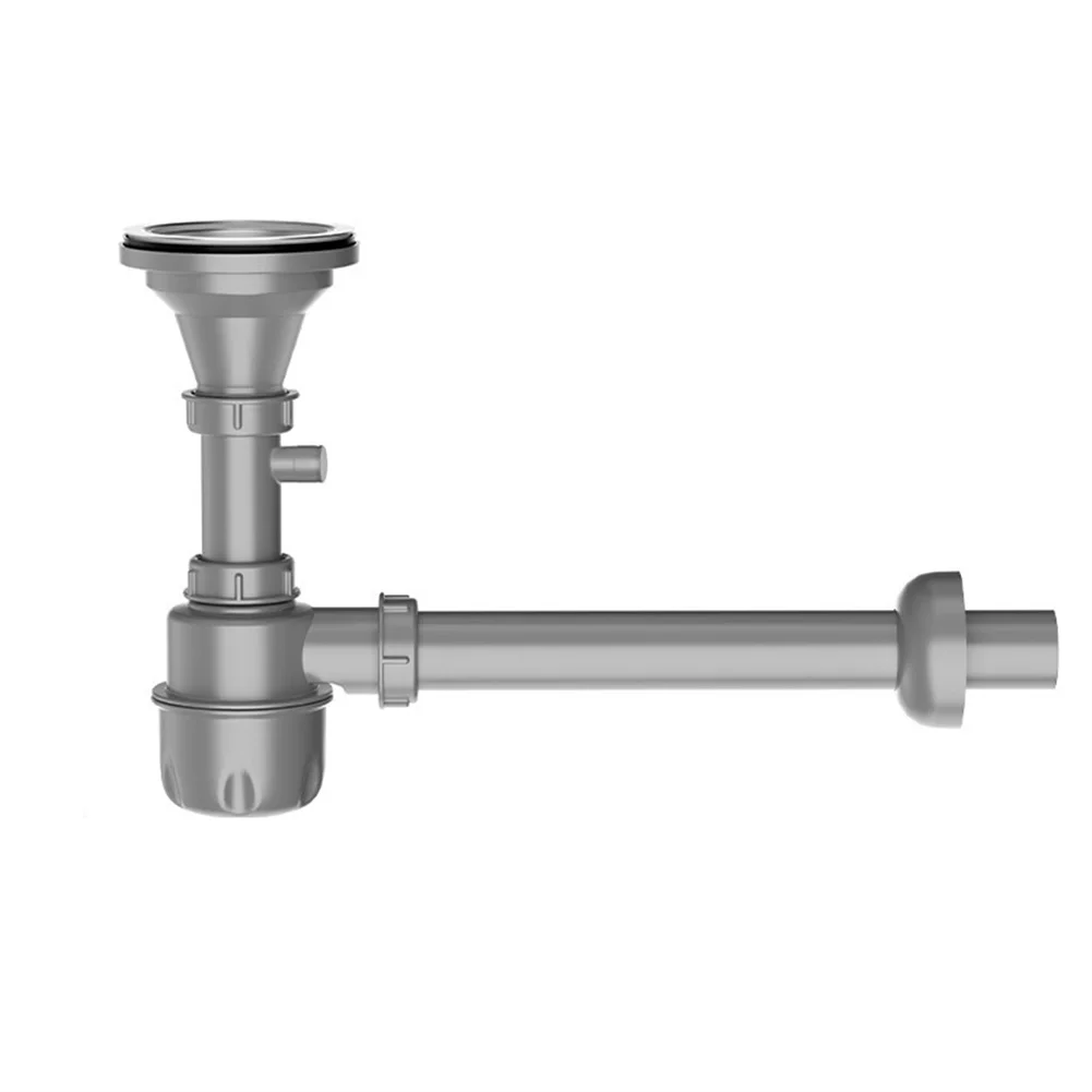 Stainless Steel Kitchen Sink Drain 114mm with Removable Hard Pipe and Wall Pull Up Filter for Easy Water Control