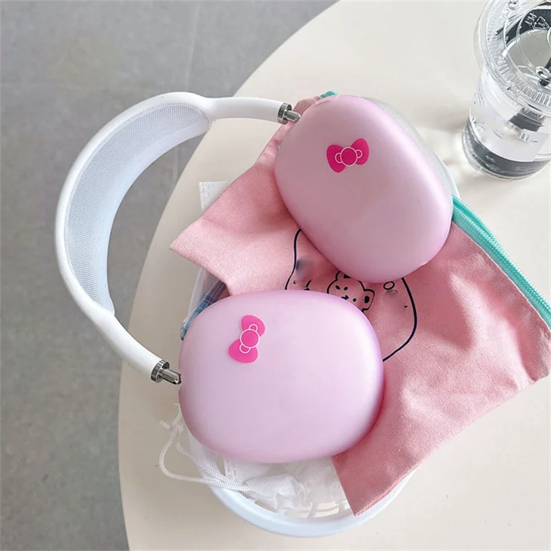 High Quality Cute Bow Protective Cover For Airpods Max Earphone Case Matte Clear Silicone For Apple Airpods Max Headphone Caes