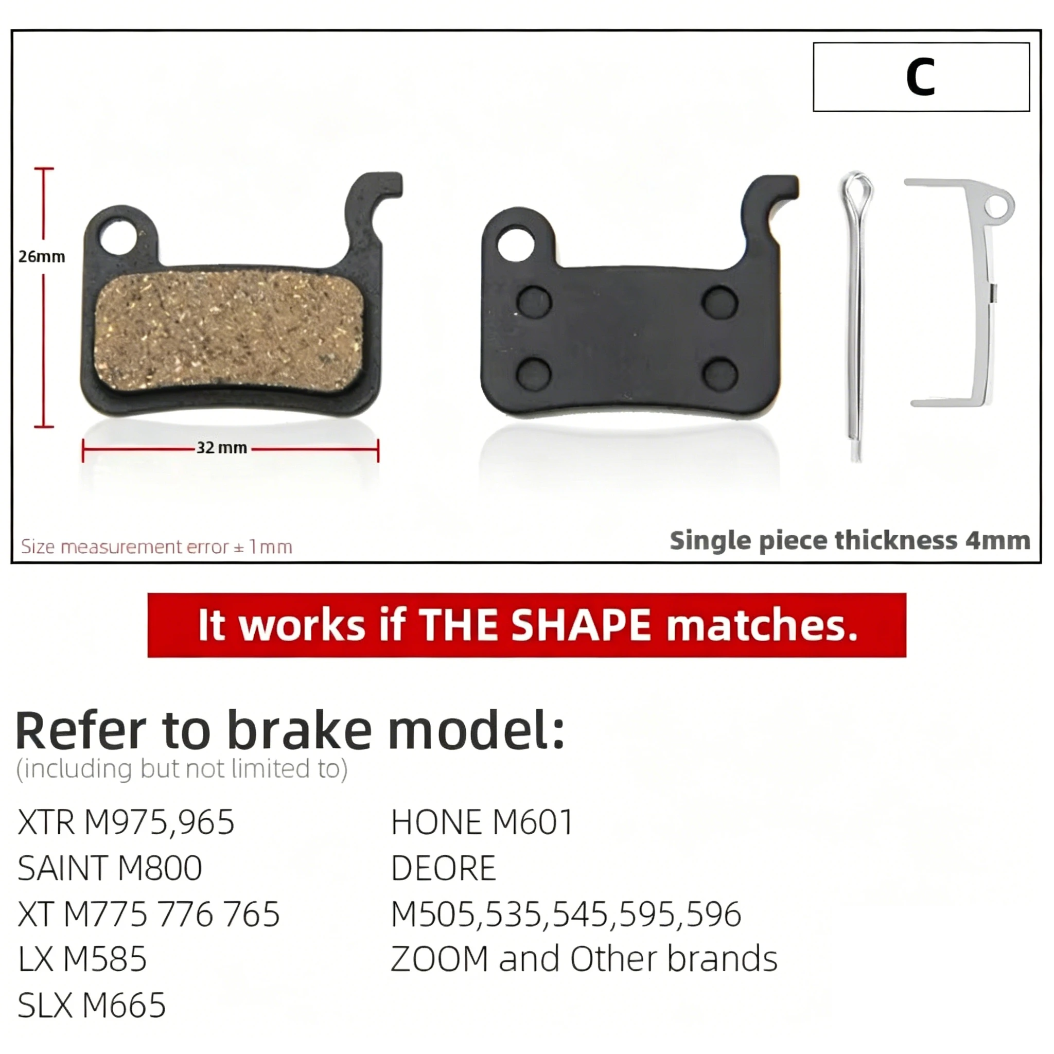 1 Pair of Mountain Bike Hydraulic Disc Resin Brake Pads, Suitable For Shimano SRAM AVI Hayes Magura Parts - view 3