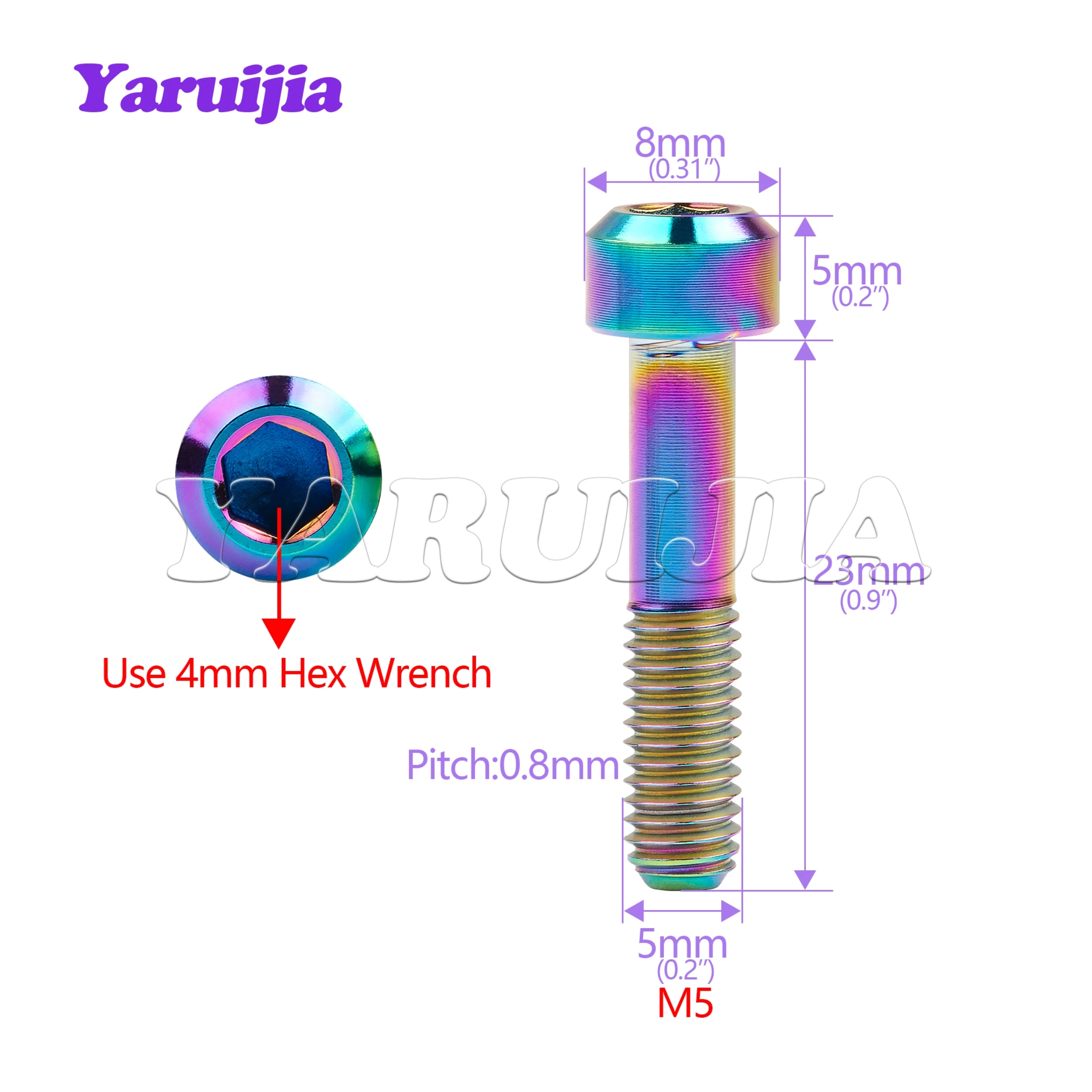 Титановый болт Yaruijia M5x23 мм, винт с шестигранной головкой и головкой для велосипедного диска для DIN912 Gr5