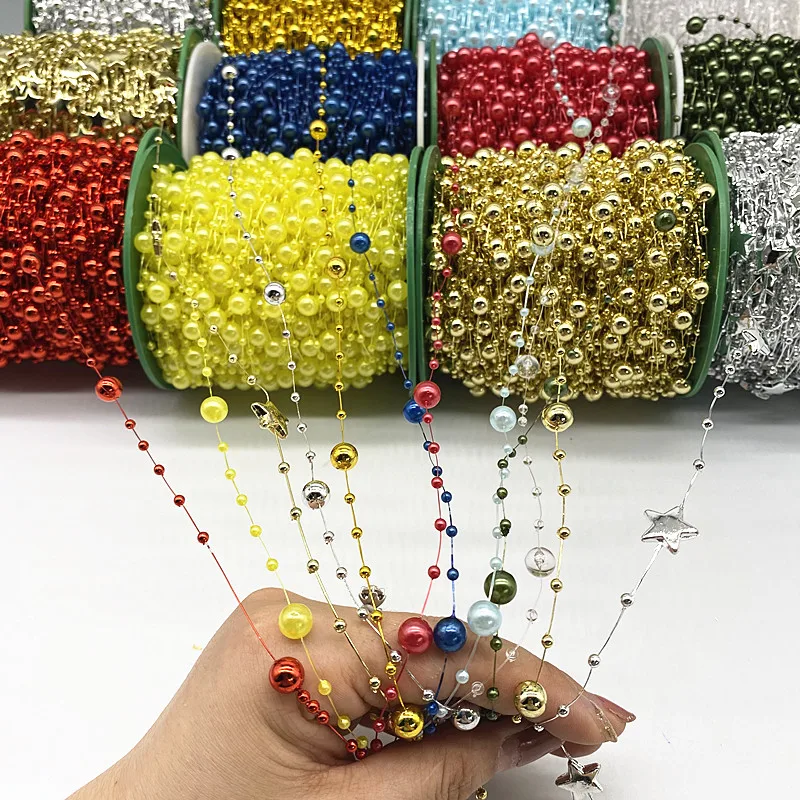 5yards Fishing Line Artificial Pearls Flower Beads Chain Garland Flowers Wedding Party Decoration Diy