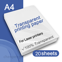 Premium Printable transparent Vinyl Sticker Paper 20 sheets matte laser printable sticker paper Waterproof DIY adhesive paper