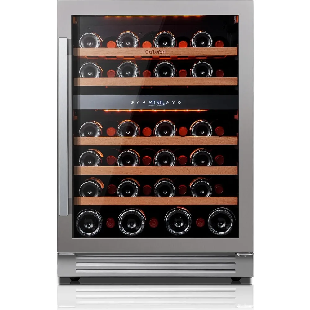 

Wine Fridge & Cooler - 24 Inch 46 Bottle Wine Cooler Refrigerator, 40-65°F Dual Zone Wine Refrigerator Glass Door,