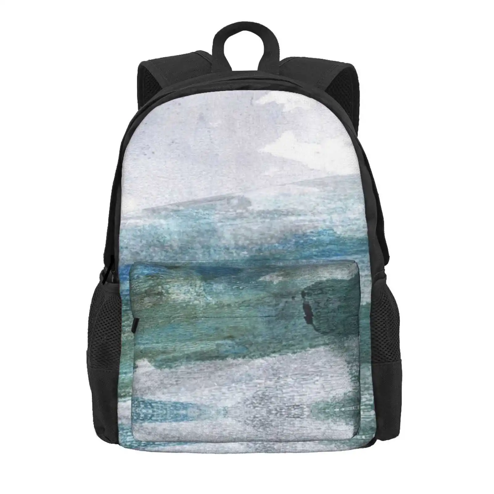 Minimalist Abstract Seascape Watercolor Painting Hot Sale Schoolbag Backpack Fashion Bags Abstract Minimalist Seascape Ocean