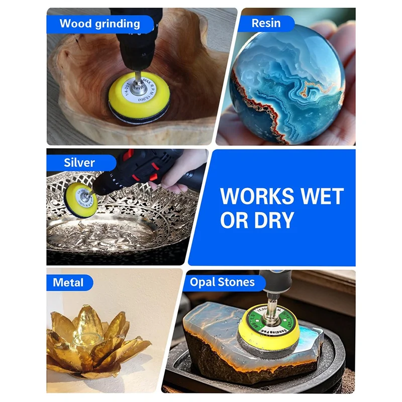 Fresh 2 Inch Sanding Discs Drill Polishing Kit, 193PCS Car Headlight Restoration Kit, Hook & Loop Wet Dry Buffing Pads