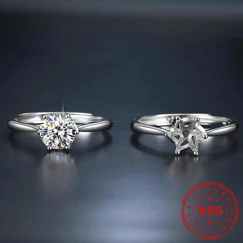 

HOYON 18K white gold s925 silver moissanite d color VVS 3ex diamond ring female one carat fashion ins wedding engagement gift