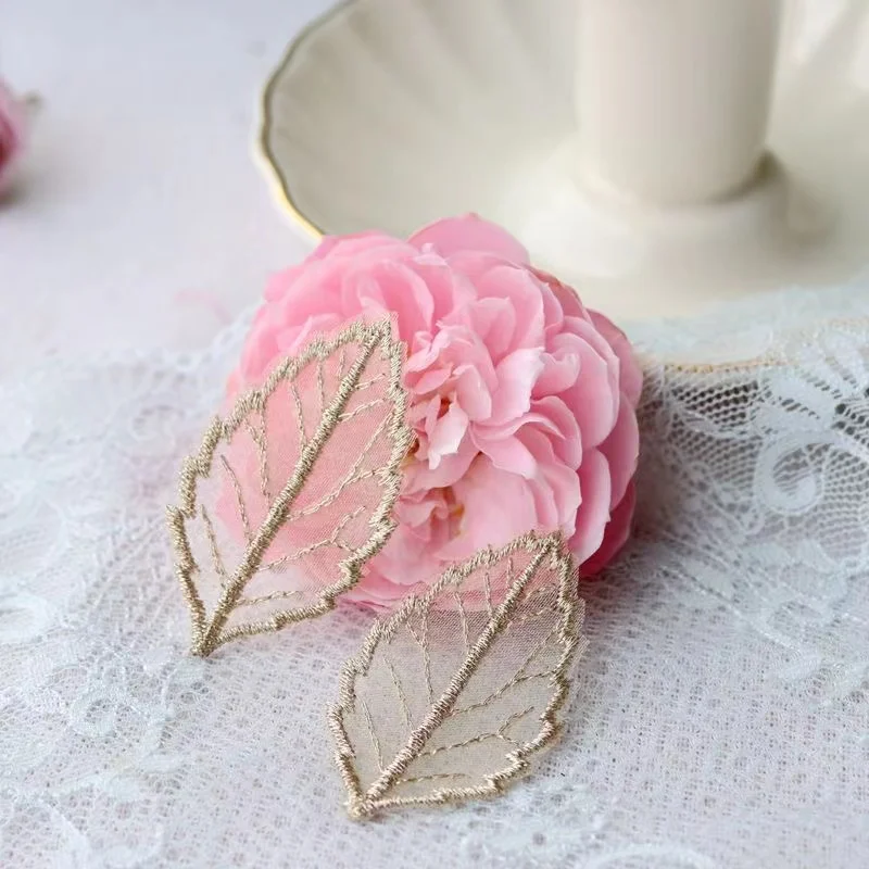 20pcs Embroidered Leaf Lace Patch Wedding Dress Jeans Headwear Decor DIY Sewing Clothing Embroidery Applique Craft Accessories