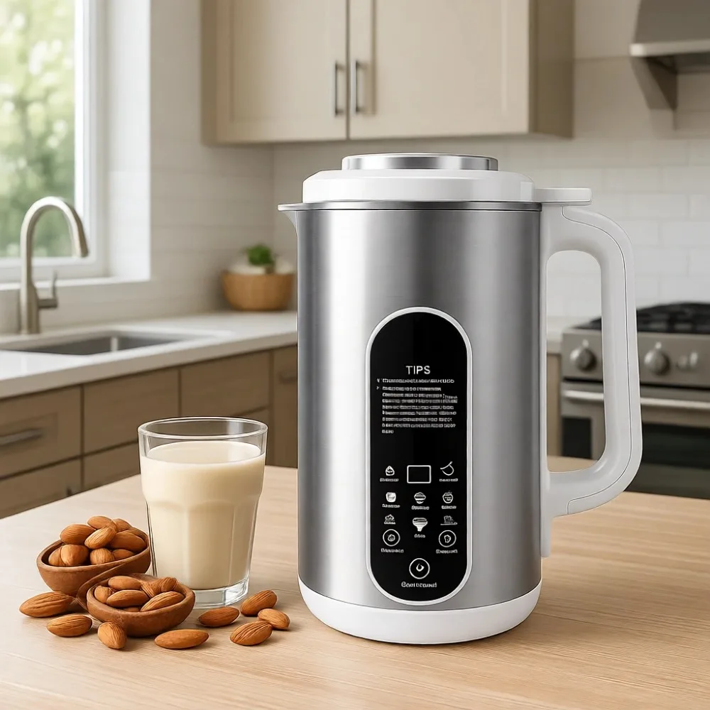 

40oz Stainless Steel Plant Milk Maker 8in1 Automatic Almond Oat Soy Beverage Delay Start Keep Warm Self Clean