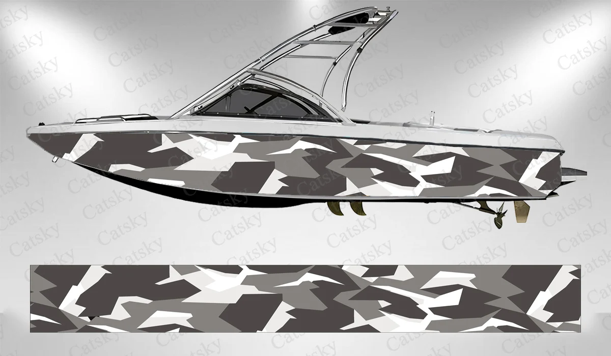 Camouflage abstract geometric figures Boat wrap sticker vinyl boat for pontoon deck boat fishing platform decal sticker