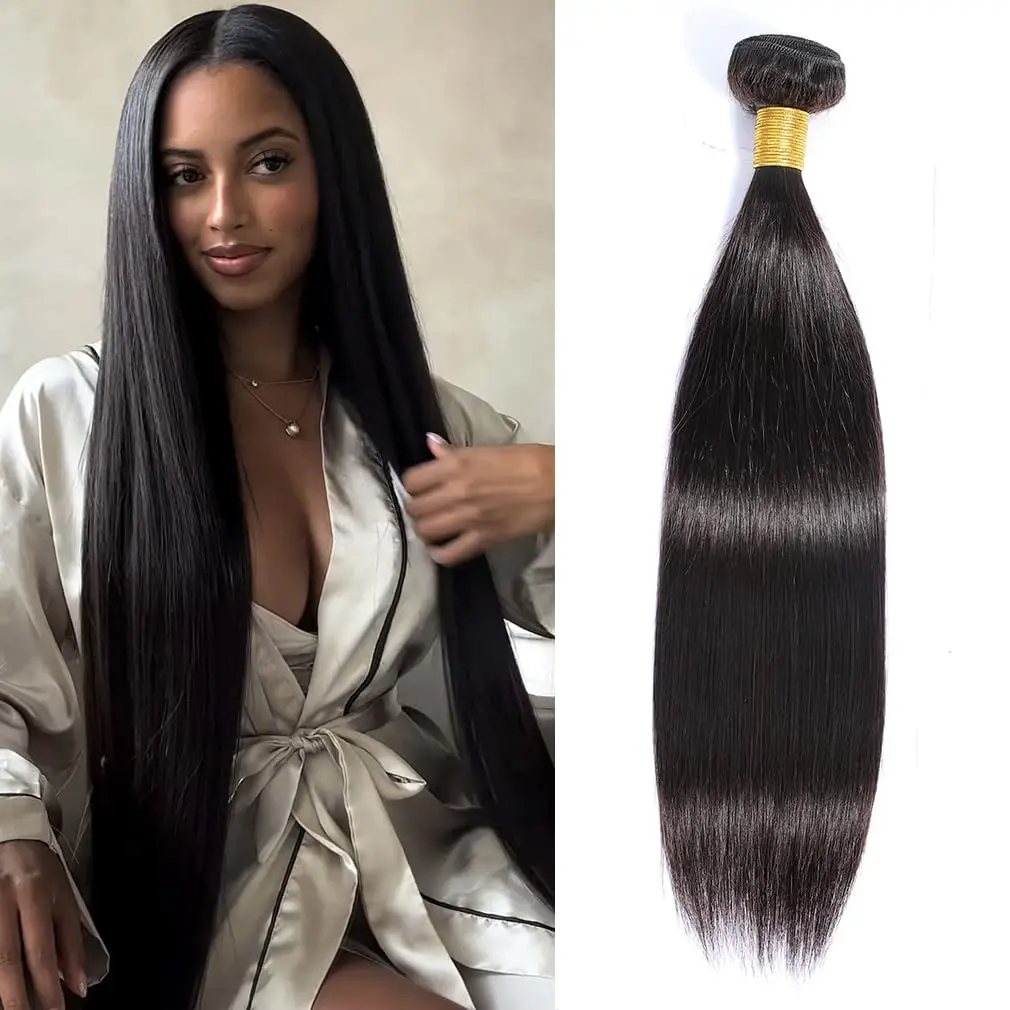 Gerade Echthaar-Bündel, Unbehandelte Jungfrauenhaar-Extensions, Lange Dicke Günstige Brasilianische Haarverlängerungen, Natürliches Tissage Cheveux Humains – Detail 2