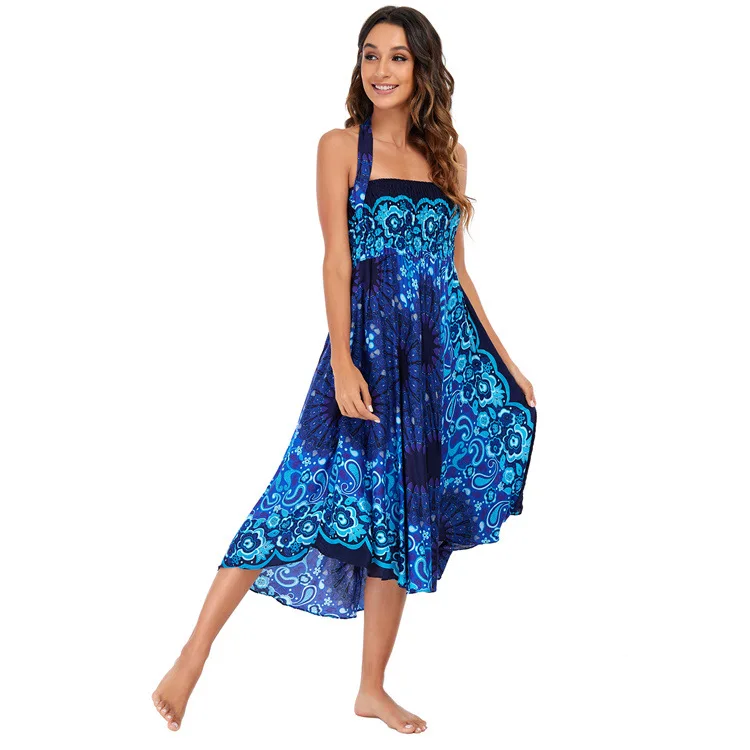 Maxi Boho Lange Röcke für Damen Bohemian Rock mit Blumenmuster Gypsy Boho Hippie Yoga Urlaub Strand – Detail 29