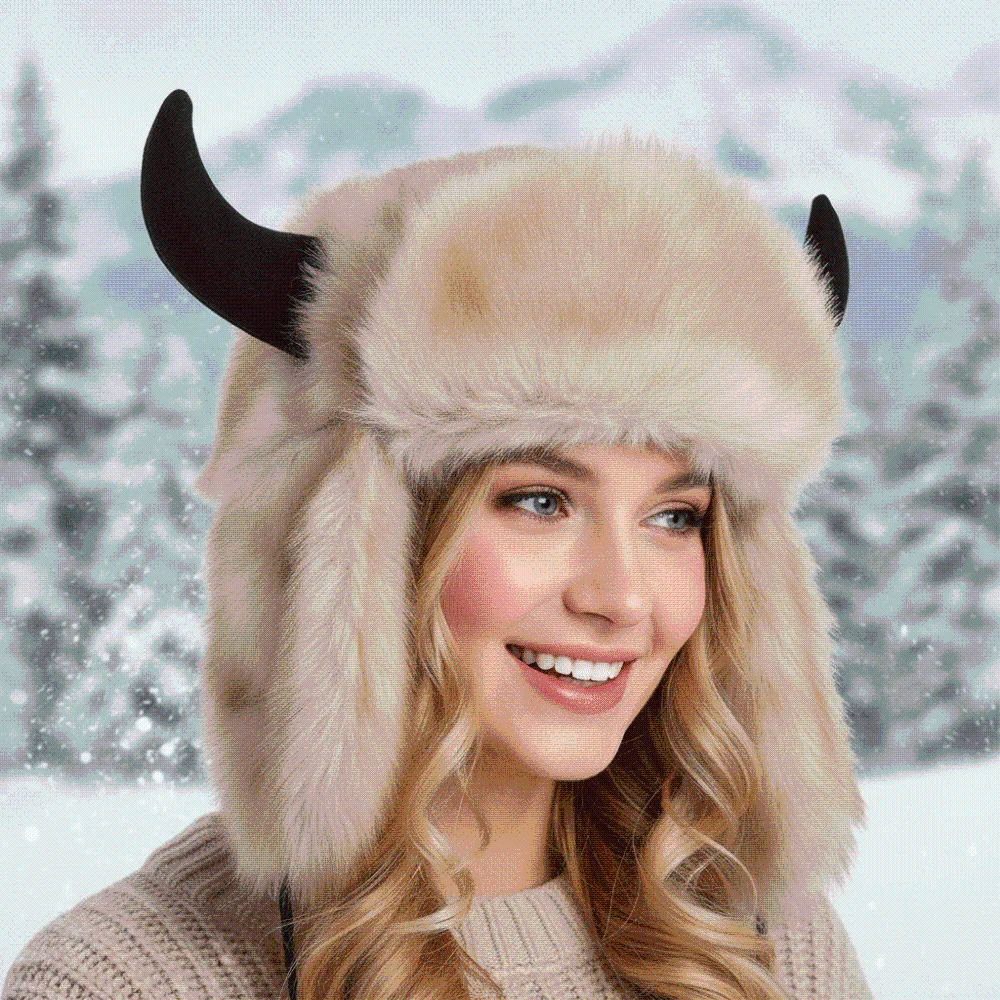 Mink Texture Faux Fur Hat Windproof Fabric Adjustable Strap Ear Flap Headwear Unisex Style Solid Pattern Winter Trapper Caps