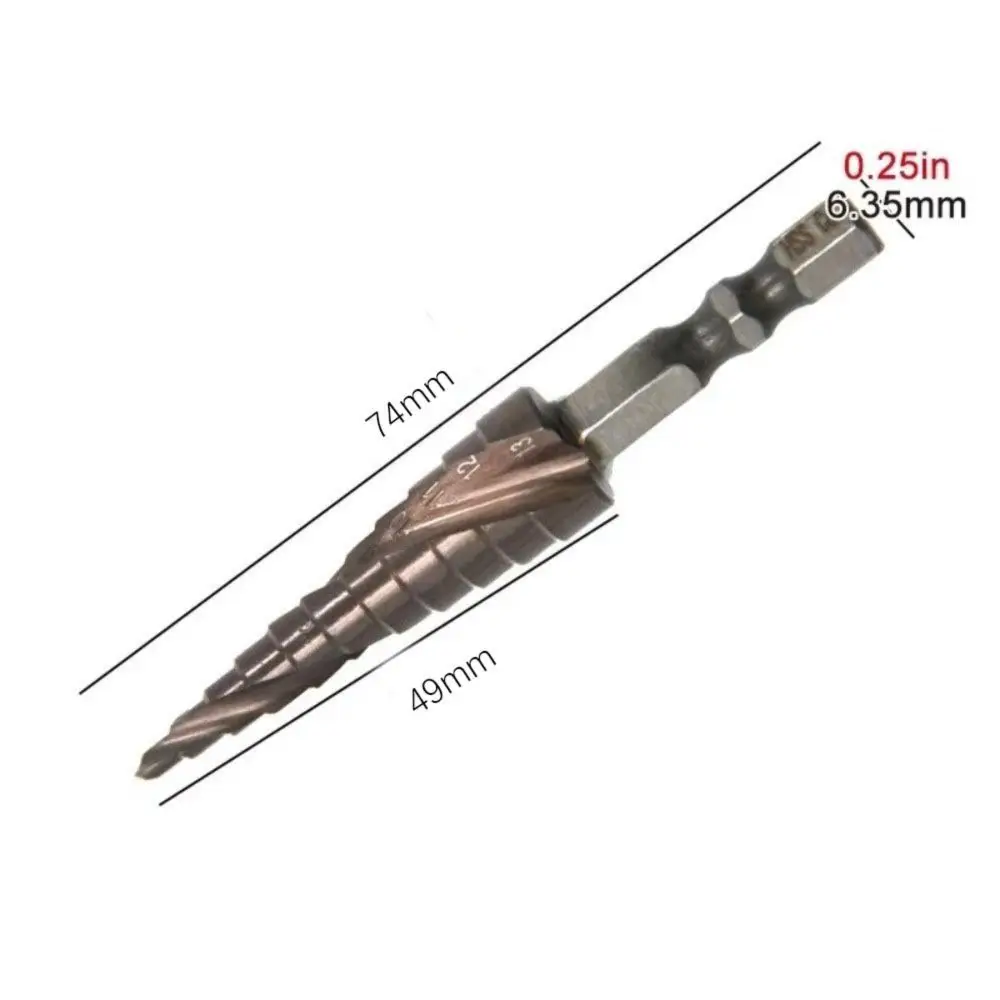 Nowy wiertło stopniowe M35 zawierające kobalt 4-12mm sześciokątne spiralne wiertło pagoda do stali nierdzewnej spiralne rowki otwornica do drewna