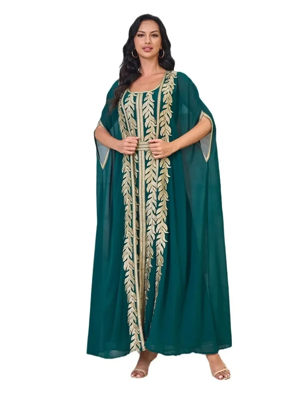 Ramadan Muslim Women Two Piece Dress Party Jalabiya Sashes Dubai Abayas Eid Arab Long Robe Vestidos Morocco Kaftan Dresses