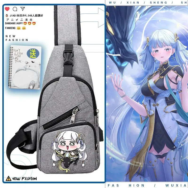 Mingchao Game Peripheral Q Version Character Jinxi Cartoon Anime Unisex Single Shoulder Backpack Casual Crossbody Bag Ww Ani