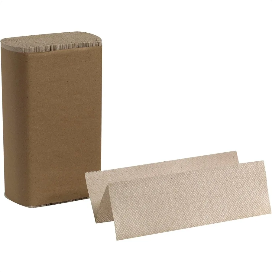 Toallas de papel plegables recicladas básicas Pacific Blue 23304 Marrón 250 Toallas Pack Estuche de 16 paquetes