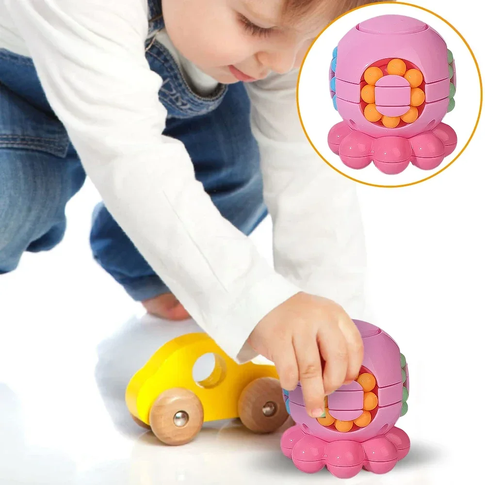 Children's Puzzle Octopus Rotating Gyroscope Toy Intelligence Magic Bean Fingertip Gyroscope Decompression Rotating Ball Toys