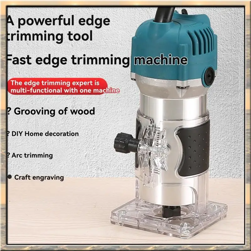 Apr.Electric Trimmer 220V Wood Router Woodworking Milling Engraving Slotting Machine Linear Guide Rail EU Plug