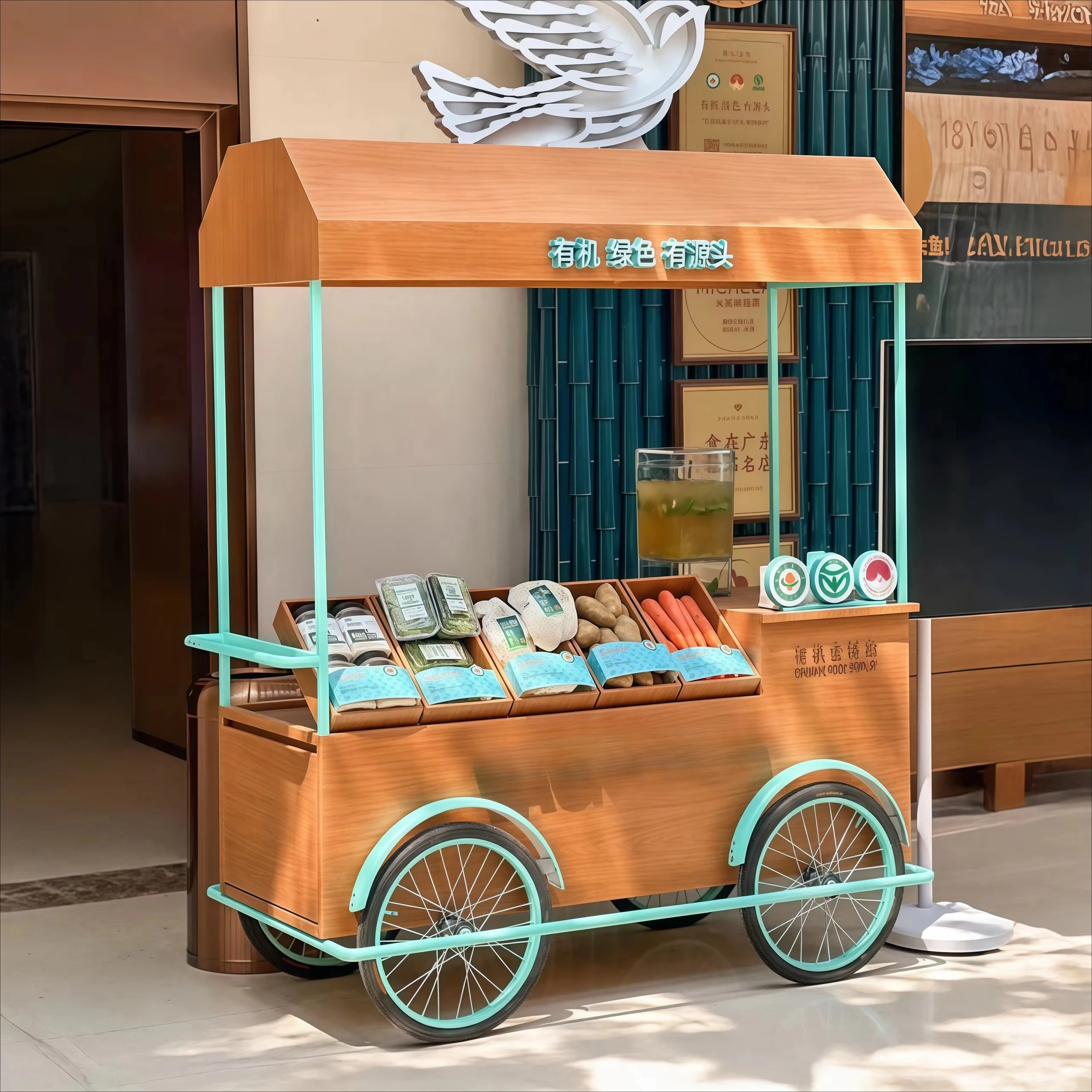 * Custom Four-Wheel Mobile Snack Food Factory's Mobile Food Cart