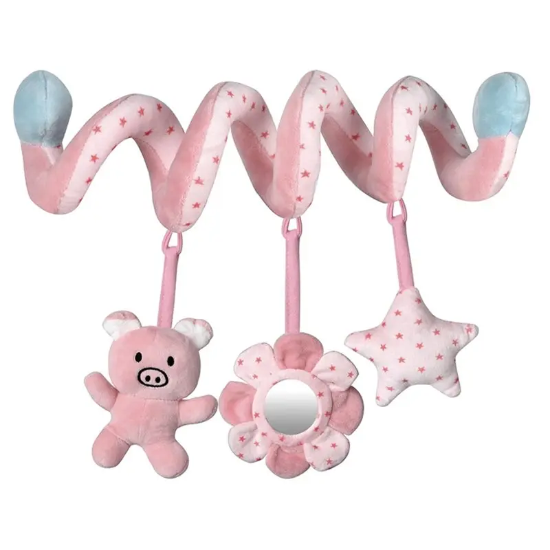 

Мобиль с зеркалом, пищалкой и погремушкой для детского автокресла, развивающая спираль-подвеска для коляски, кроватки, люльки