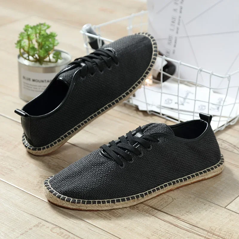 Men Shoes Summer Espadrilles Men Canvas Sneakers New Breathable Fisherman Footwear Mens Slip on Loafers Large Size 47 Sneakers