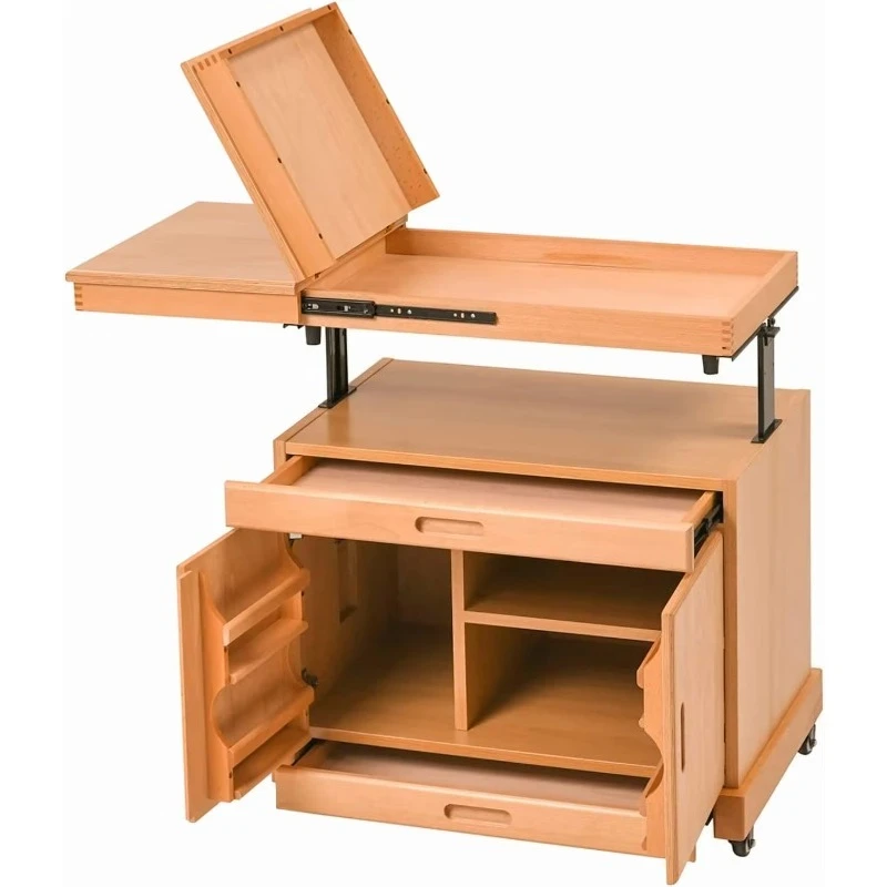 Wooden lockers with lifting table tops, small cabinets up to 11 different storage units Office lockers