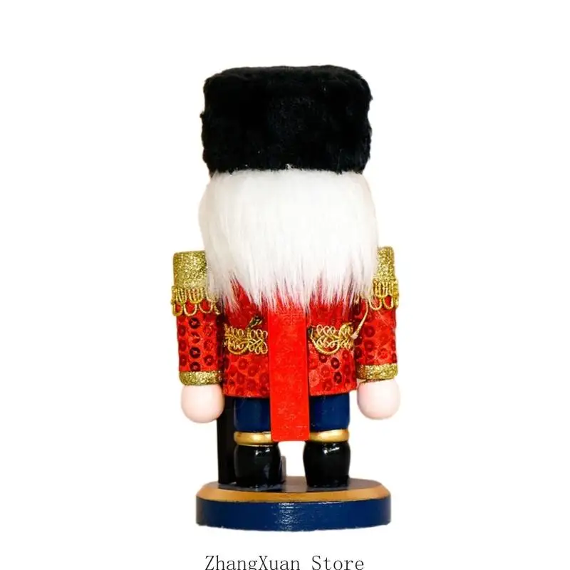 Festliche Nussknacker-Figur mit Pailletten, weihnachtliche Tischdekoration für den Eingangsbereich aus Holz 3XUF – Detail 10