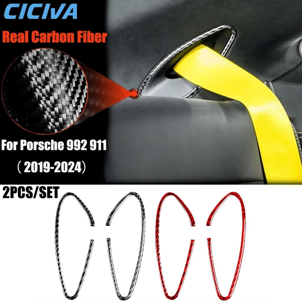 

Carbon Fiber Car Accessories Rear Seat Belts Decorative Modified Interior Trim Cover Soft Sticker For Porsche 911 992 2019-2024