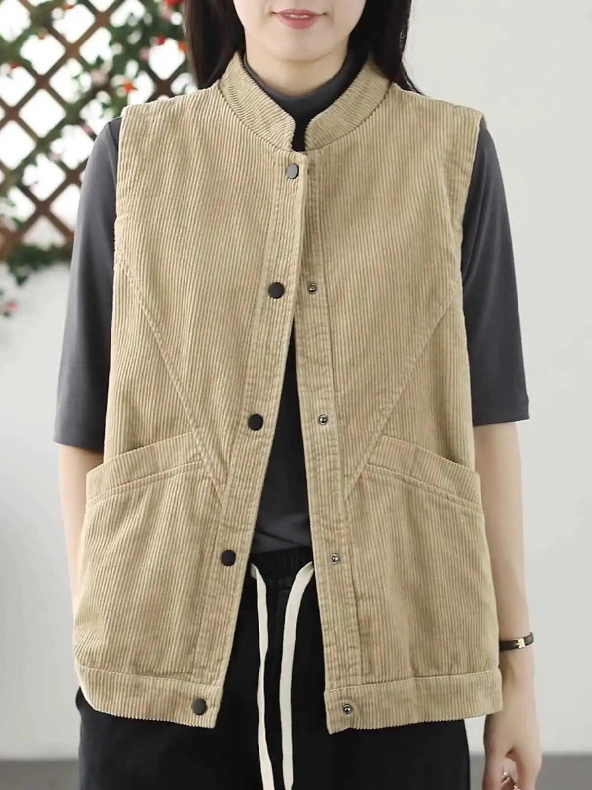 

Ретро-жилетка женская вельветовая, повседневная, универсальная, свободного кроя, модная, с воротником, однотонная...