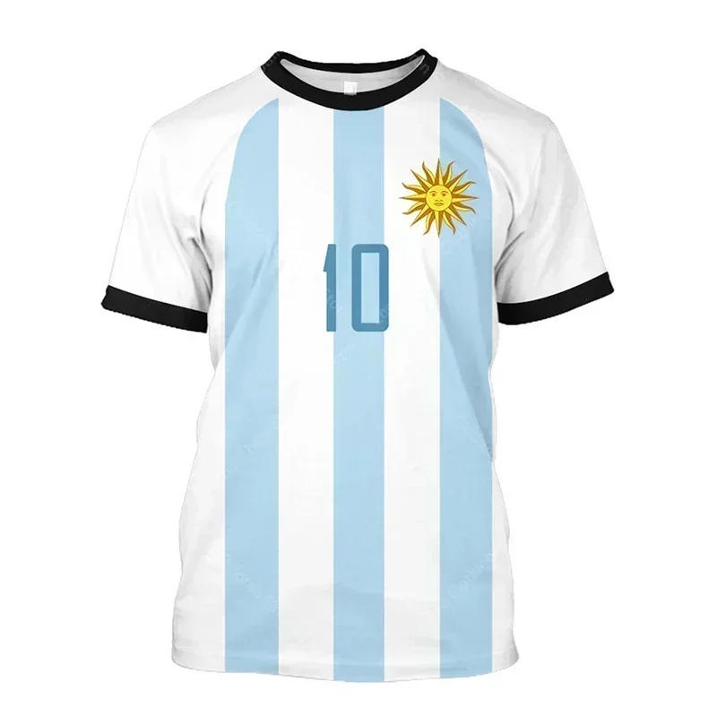 Argentine Elements 3D printed football training T-shirt, men's and women's summer casual sports lightweight breathable top, kids