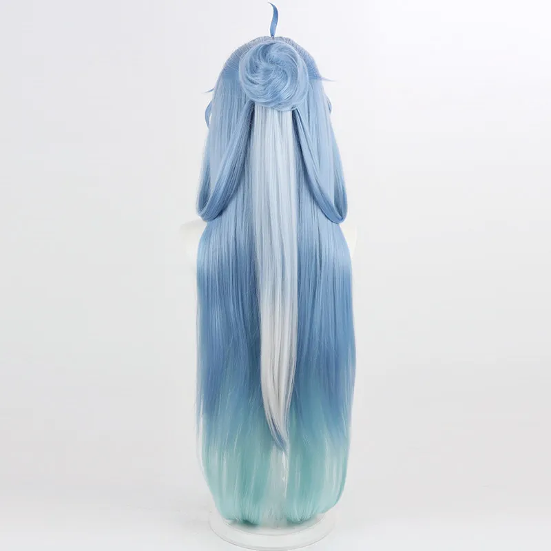 Qingxiao Cosplay Wig Wuthering Waves Blue Mixed Long Heat Resistant Synthetic Hair Halloween Party Role Play Carnival + Wig Cap
