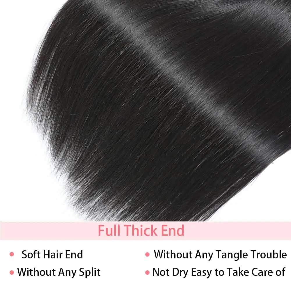 30 Inch Raw Human Hair Bundles Brazilian Virgin Unprocessed Human Hair Extension Bone Straight 3/4 Bundles Double Weft Bulk Hair