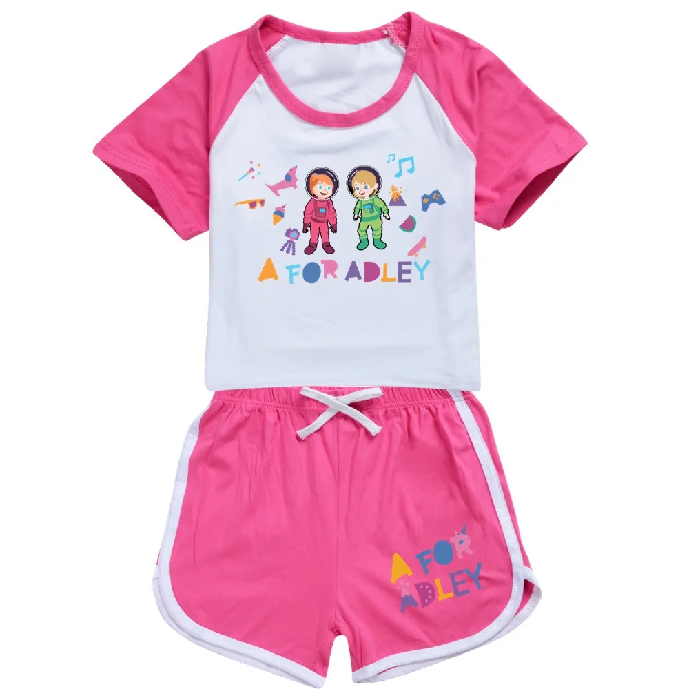 A For Adley T-Shirt + Shorts Tracksuits Boys Girls Cartoon …