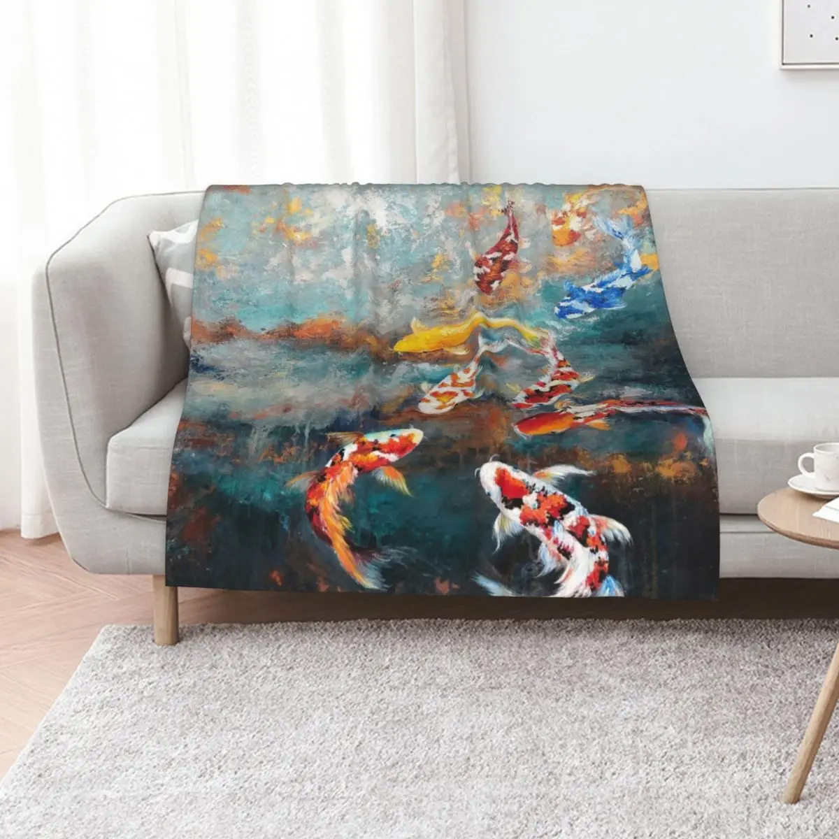 

Koi fish Throw Blanket Polar Vintage blankets and throws Thin Blankets