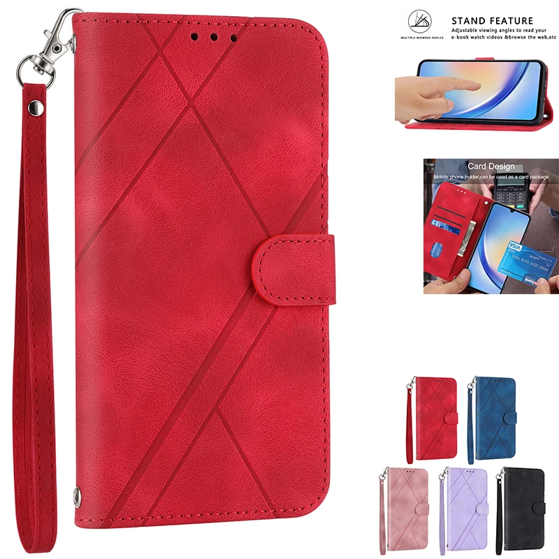 Leather Wallet Flip Case For Samsung Galaxy S24 Plus S23 Ultra S22 S21 FE A12 A13 A14 A15 A22 A42 A52 A53 A54 A33 A35 A55